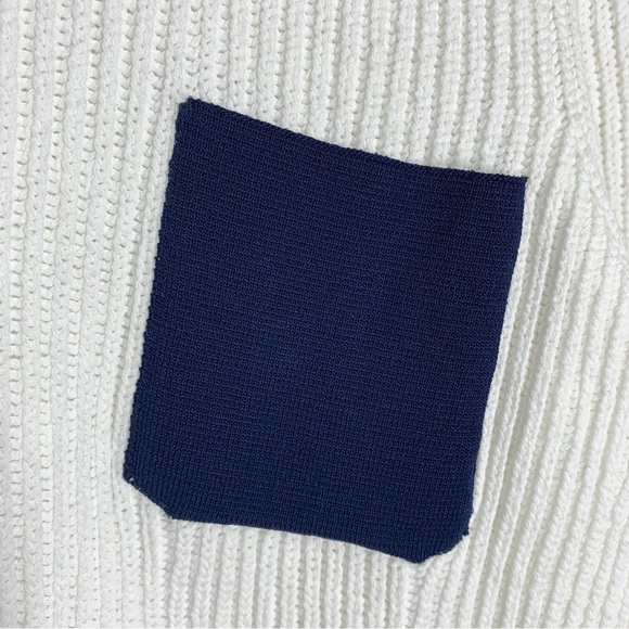 NEW Sandro Sharlene Knit Sweater (Sz 3 / L) Ribbed Crewneck Blanc Navy - Picture 7 of 16